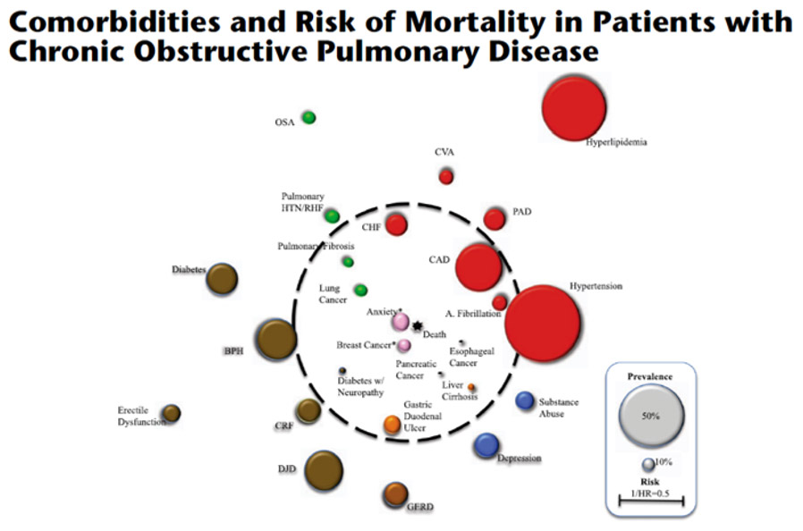 Gráfica 8. Comorbidities and risk of mortality in patients with Chronic Obstructive Pulmonary Disease