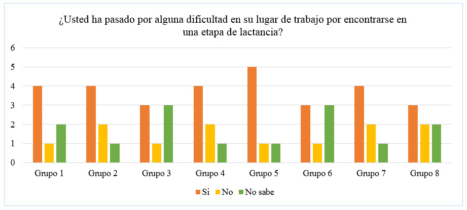 Figura 2. Mujeres lactantes con dificultades en el trabajo