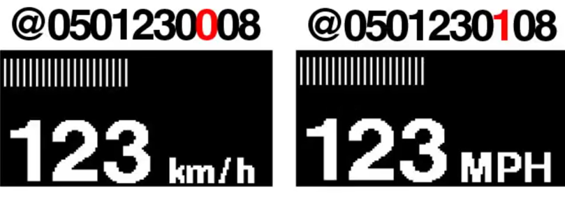 Figura 16. Formato de visualización de las unidades de velocidad